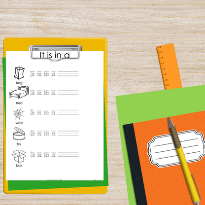 Montessori CVC Sentence Frames for Early Readers | Decodable Reading & Writing Activity