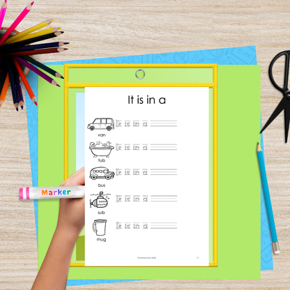 Montessori CVC Sentence Frames for Early Readers | Decodable Reading & Writing Activity