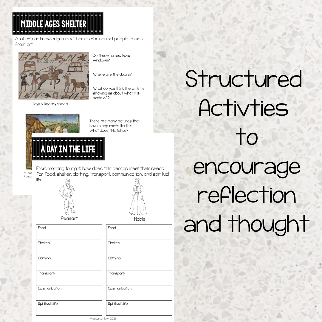 Montessori Fundamental Needs: Medieval Period Activities (cosmic)