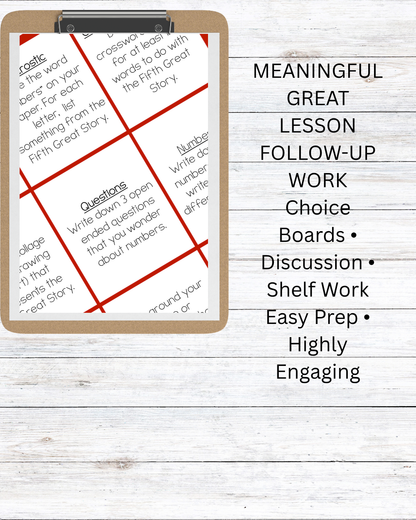 Montessori Great Story Choice Board Bundle | Inspire Independent Learning After the Great Lessons