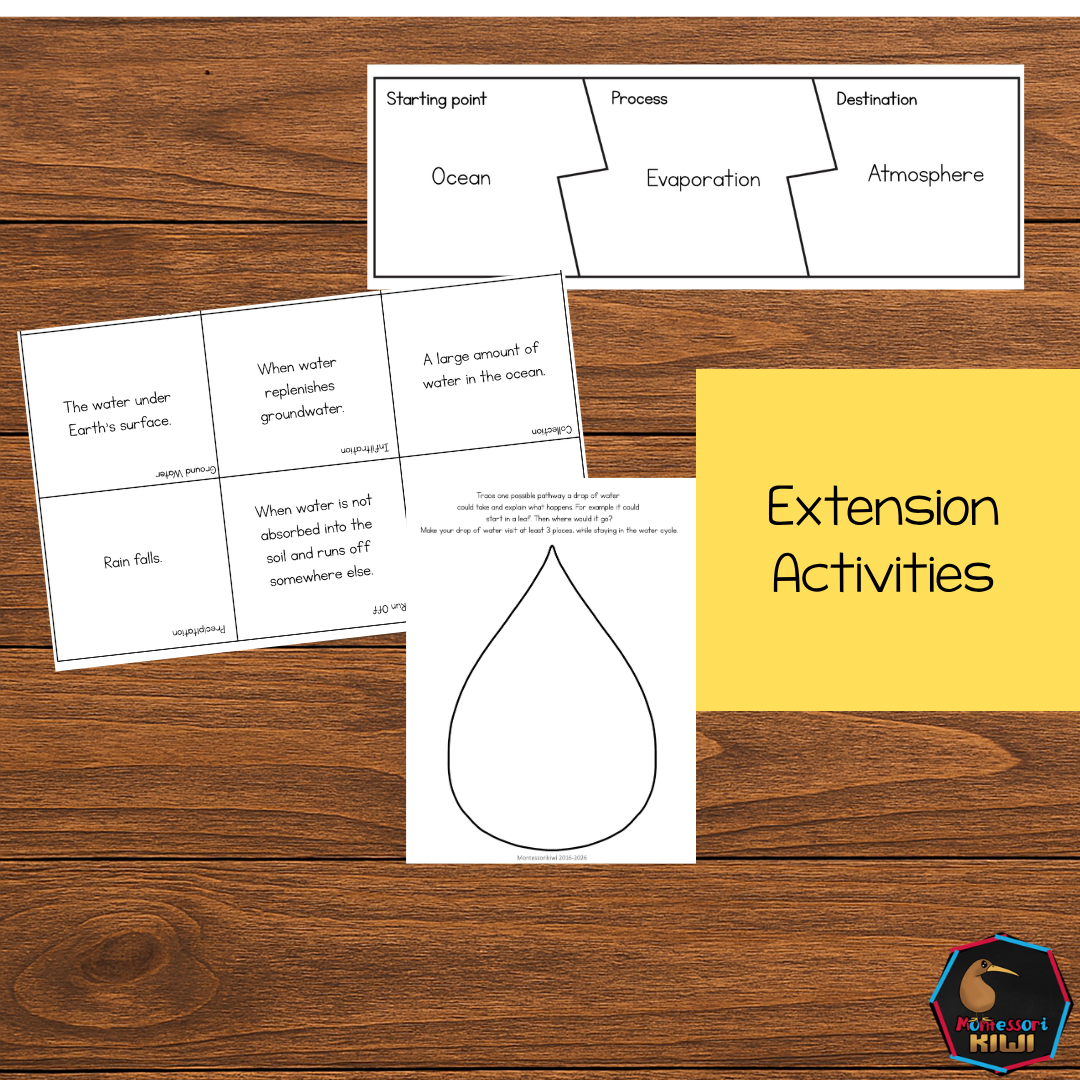 Montessori Water Cycle 4 Part Cards | Water Cycle Science Printable
