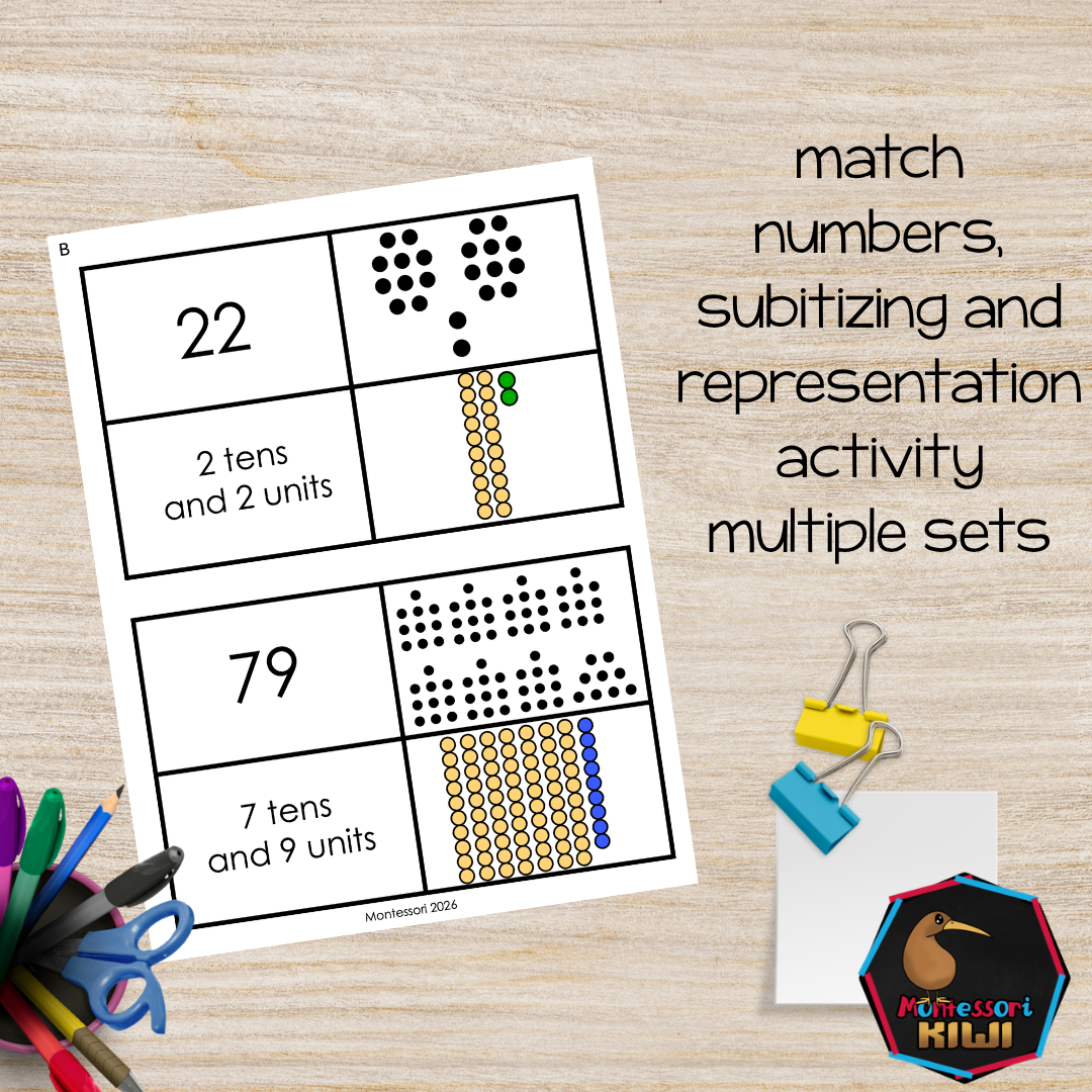 Montessori Colored Bead Bar Activity Pack | Numbers to 100 | Place Value & Number Sense