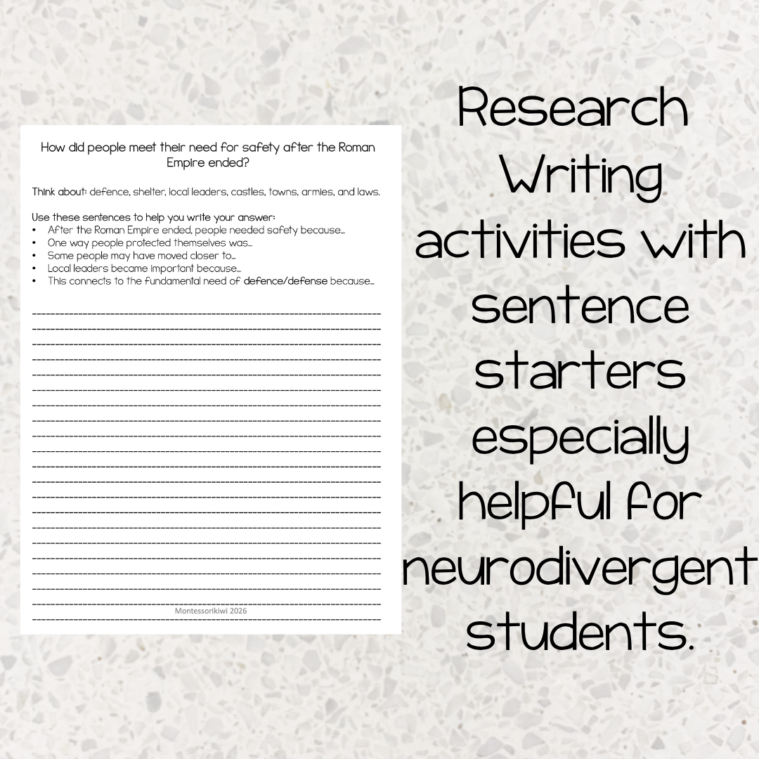 Montessori Fundamental Needs: Medieval Period Activities (cosmic)
