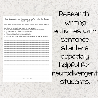 Montessori Fundamental Needs: Medieval Period Activities (cosmic)