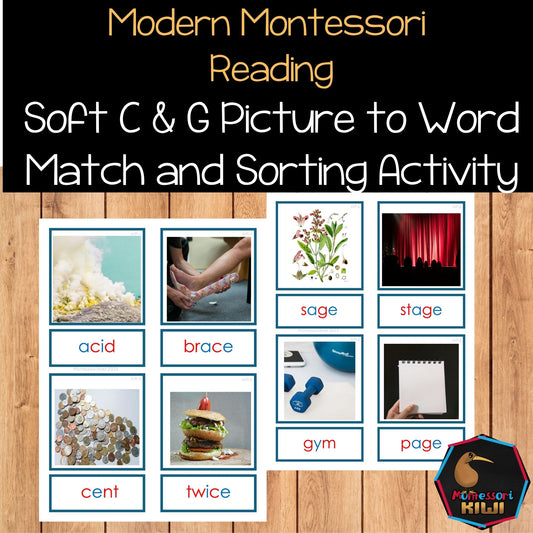Modern Montessori Reading SOR soft c and g Matching Cards (literacy)