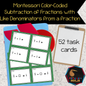 Montessori Fraction Subtraction Task Cards | Starting with a Fraction |