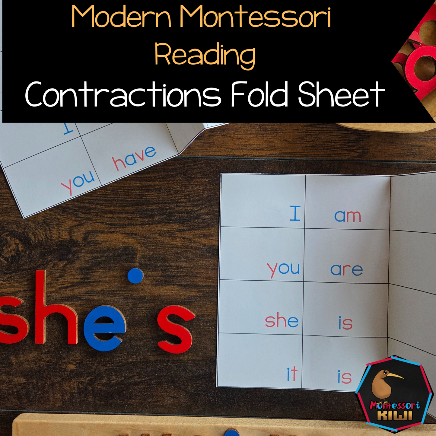 Modern Montessori Reading SOR Contractions  (literacy)