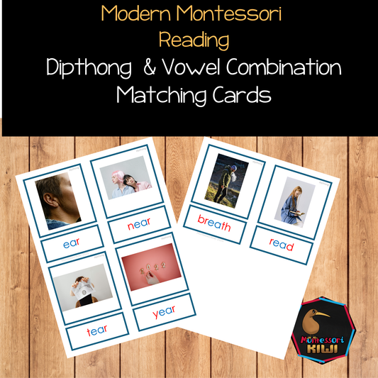 Diphthong & Vowel Combination Matching Cards | Montessori Science of Reading