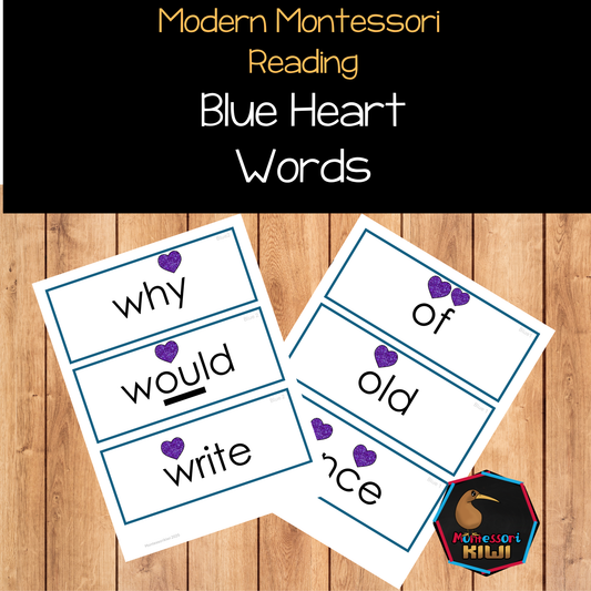 Montessori Science of Reading: Blue Heart Words