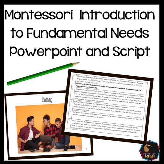 Montessori Introduction to Fundamental Needs Powerpoint and Script (cosmic) - subscription - montessorikiwi
