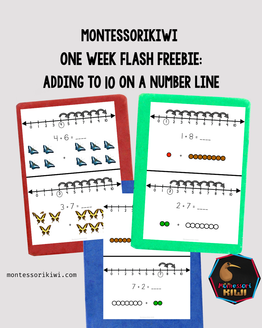 Montessori Addition with Number Lines | Printable Math Activity Cards