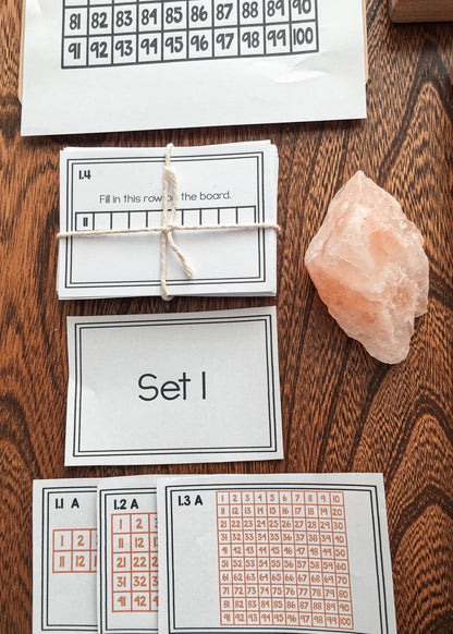 Montessori math: hundreds board task cards SET 1 - subscription - montessorikiwi