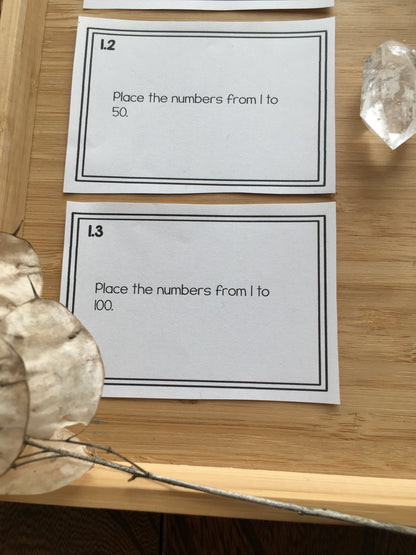 Montessori math: hundreds board task cards SET 1 - subscription - montessorikiwi
