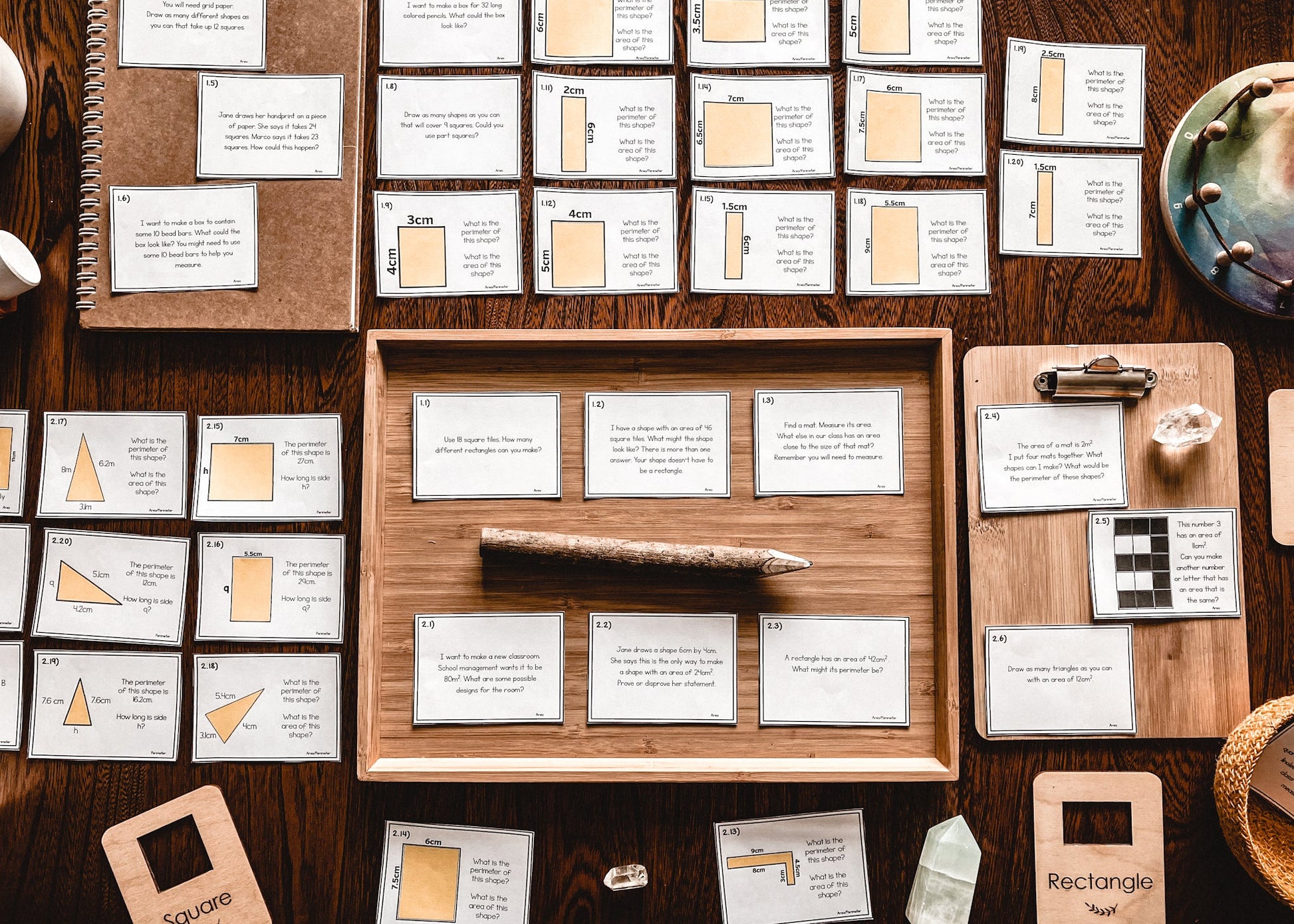 Area and Perimeter task cards - subscription - montessorikiwi