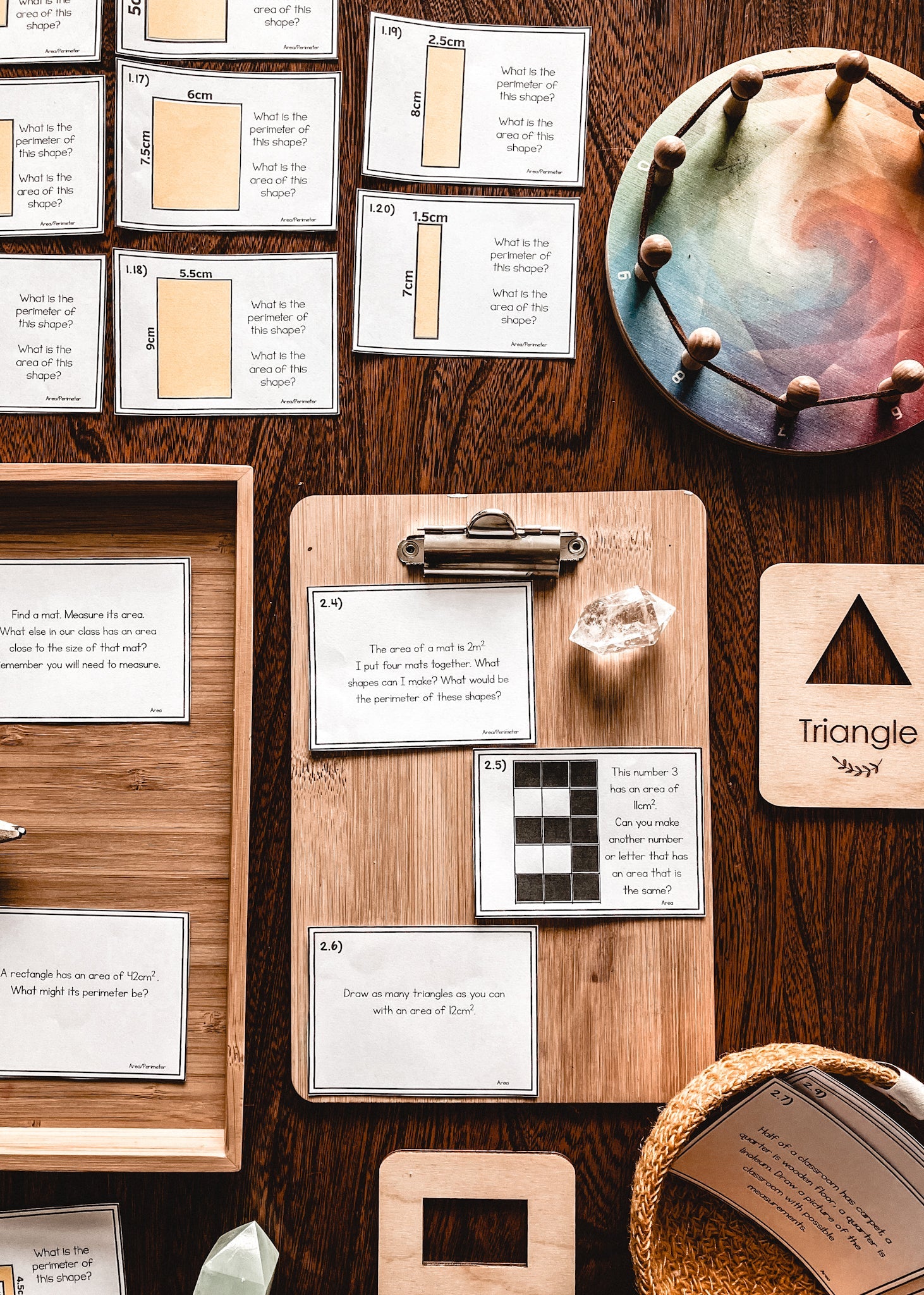 Area and Perimeter task cards - subscription - montessorikiwi
