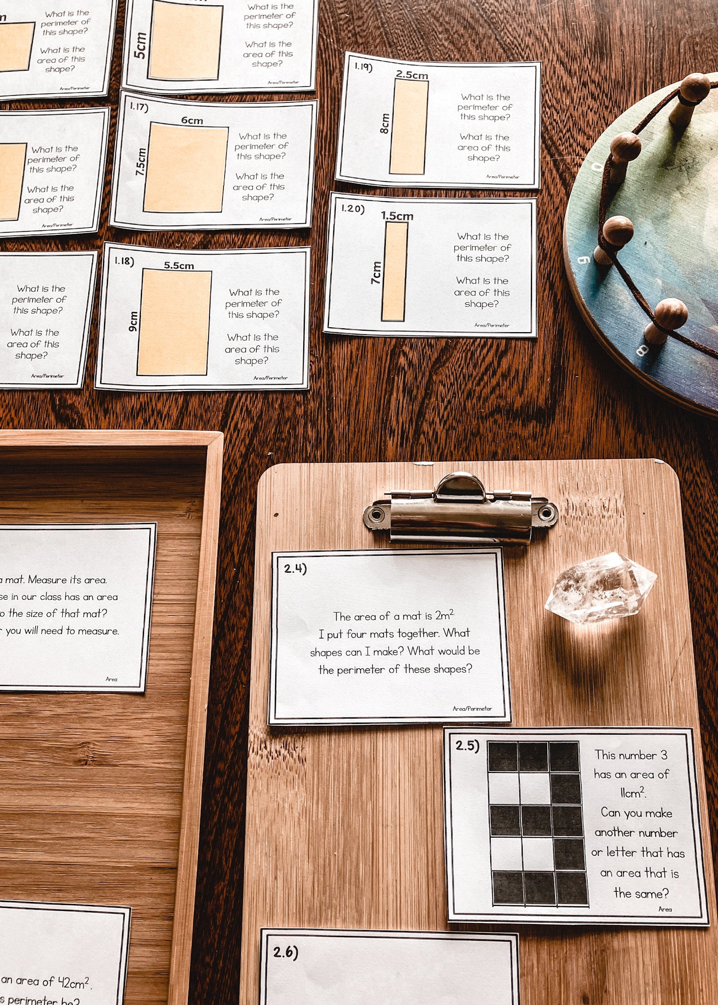 Area and Perimeter task cards - subscription - montessorikiwi