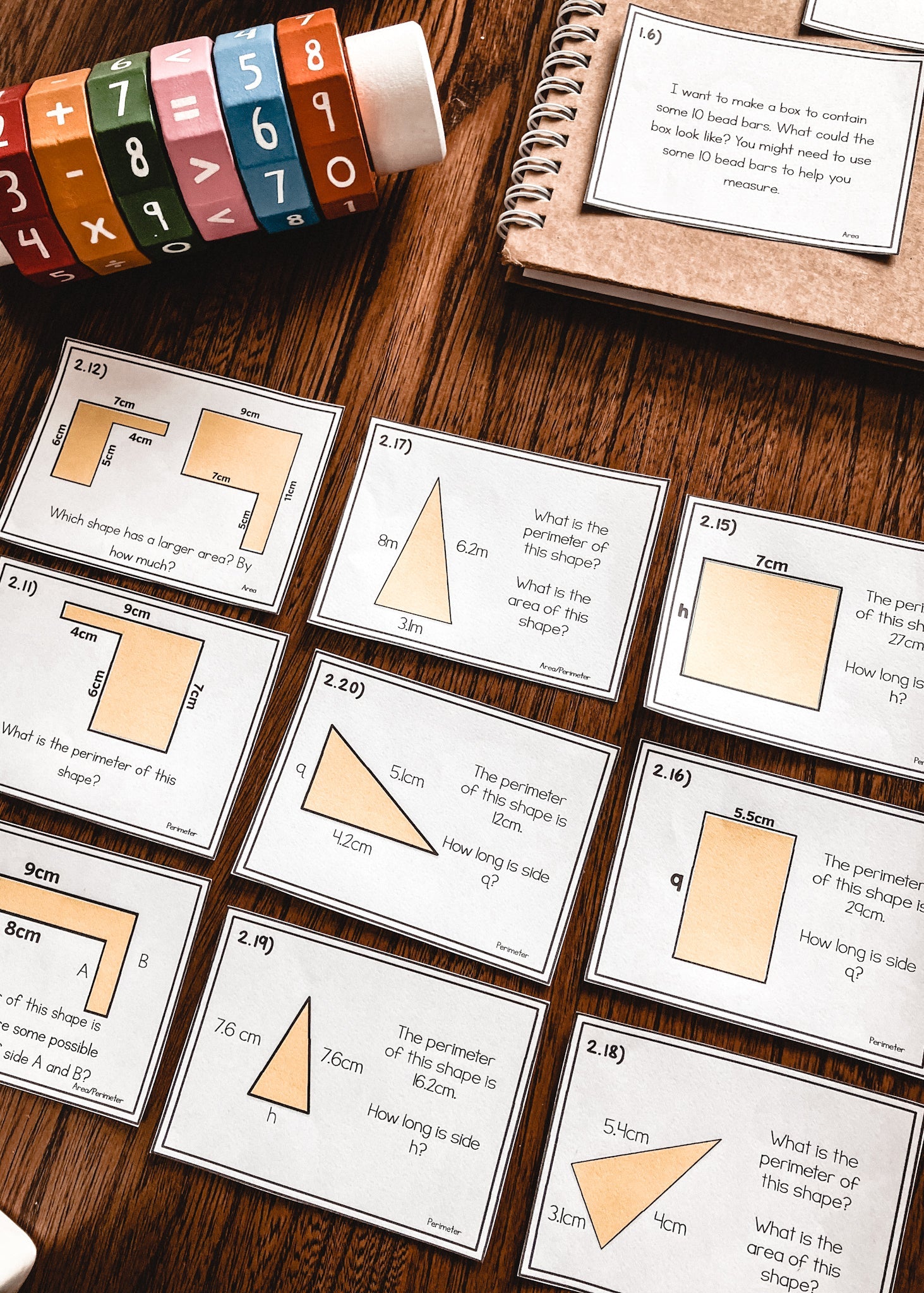 Area and Perimeter task cards - subscription - montessorikiwi
