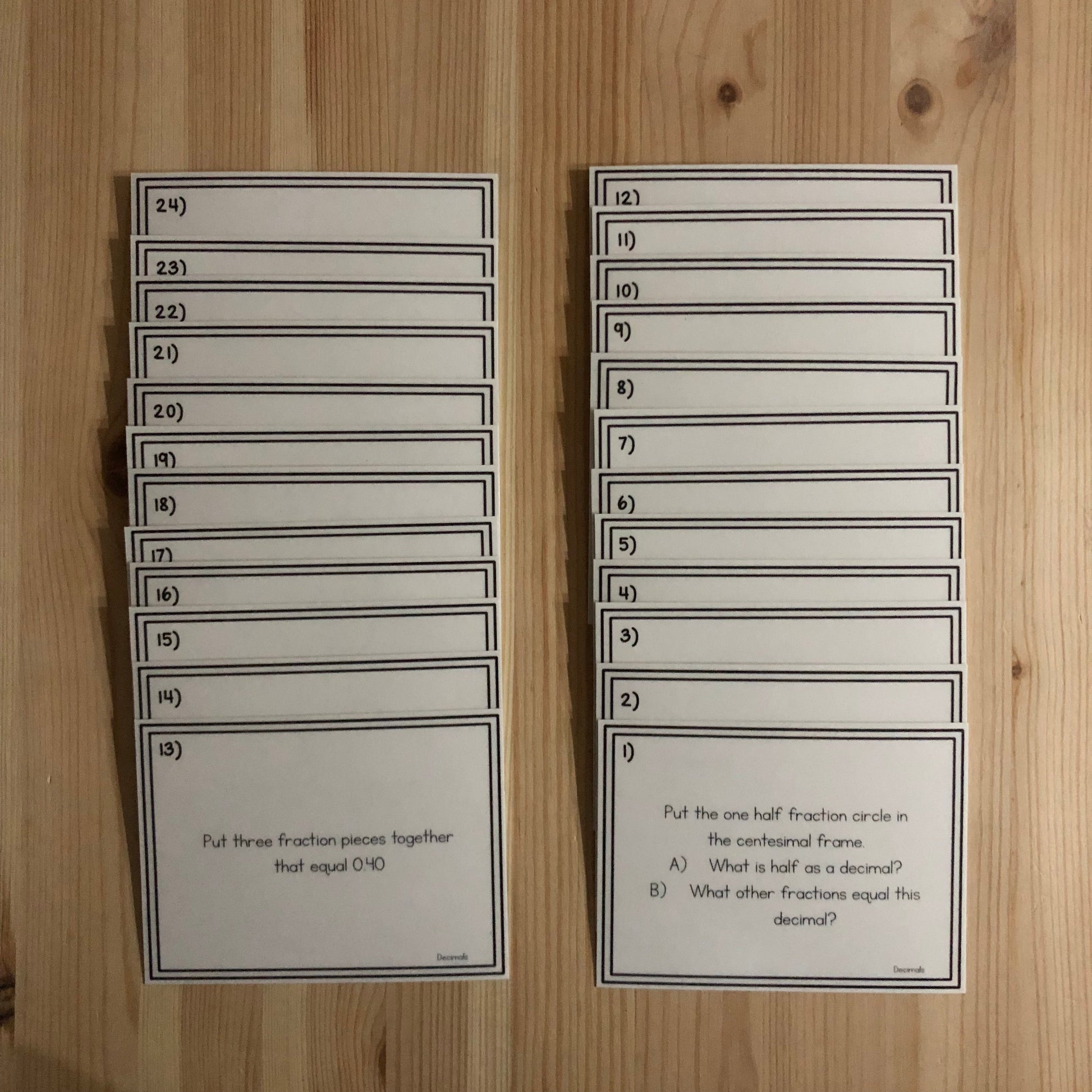 Converting Fractions to Decimals Task Cards - subscription - montessorikiwi