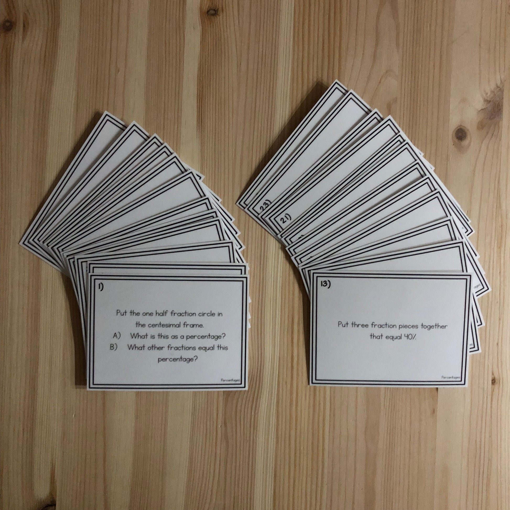 Converting Fractions to Percentages Task Cards - subscription - montessorikiwi