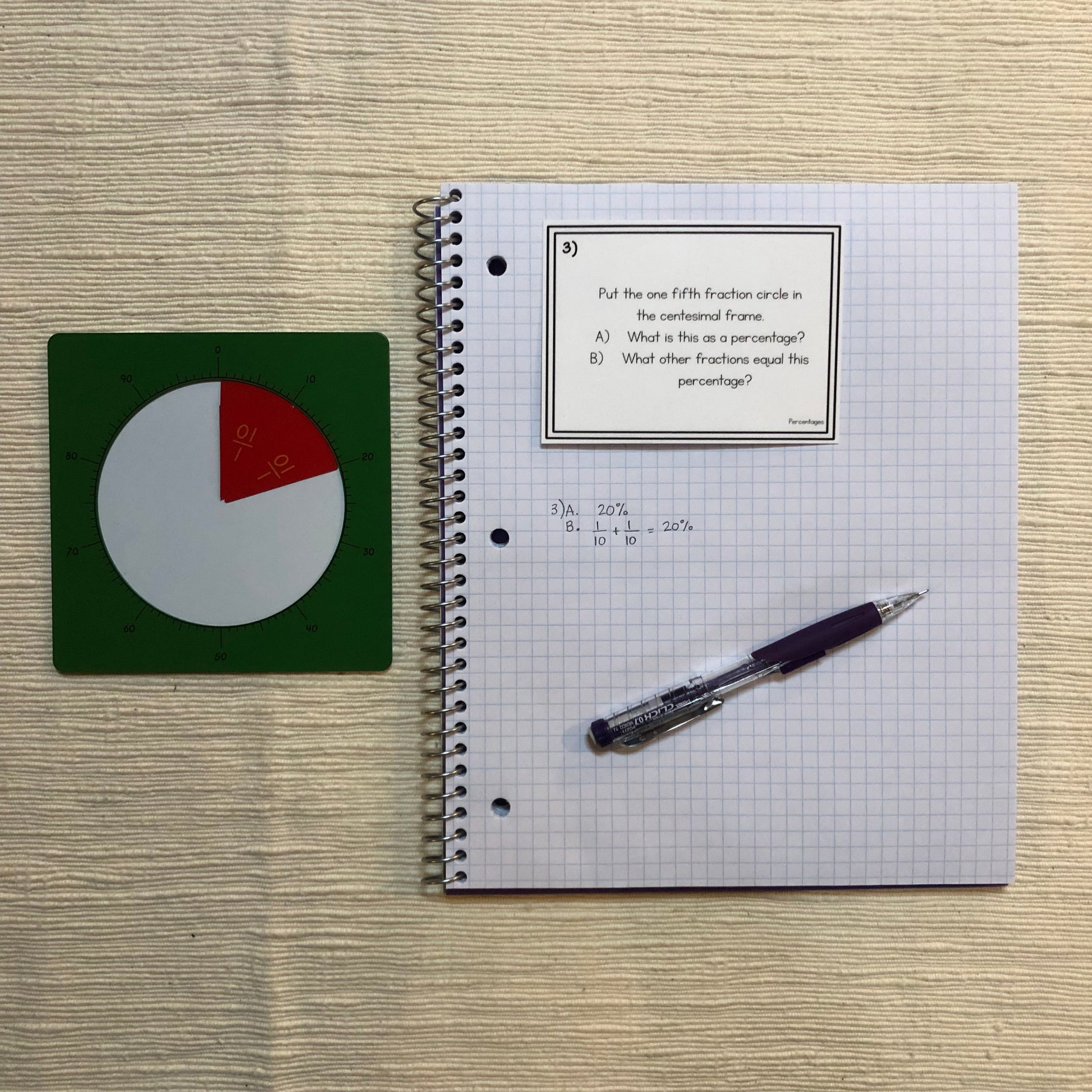 Converting Fractions to Percentages Task Cards - subscription - montessorikiwi