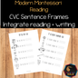 Montessori CVC Sentence Frames for Early Readers | Decodable Reading & Writing Activity