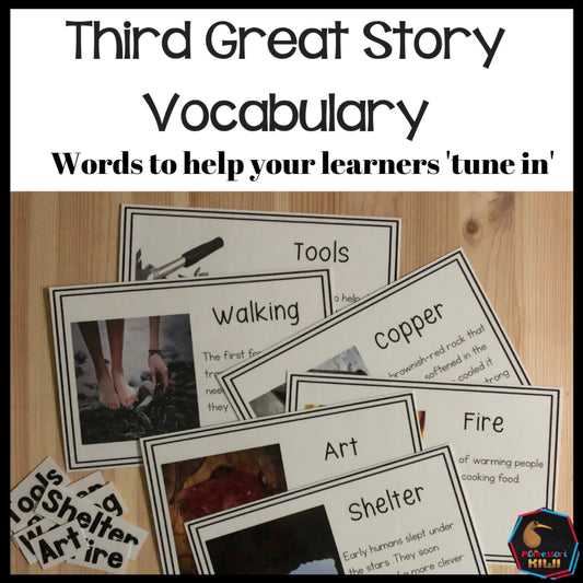 Vocab words for Third Great Story (cosmic) (subscription) - montessorikiwi