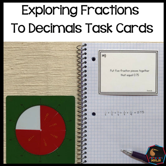 Converting Fractions to Decimals Task Cards - subscription - montessorikiwi