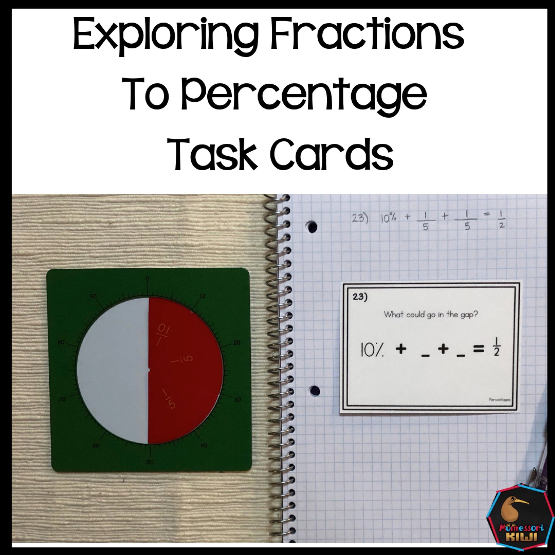 Converting Fractions to Percentages Task Cards - subscription - montessorikiwi