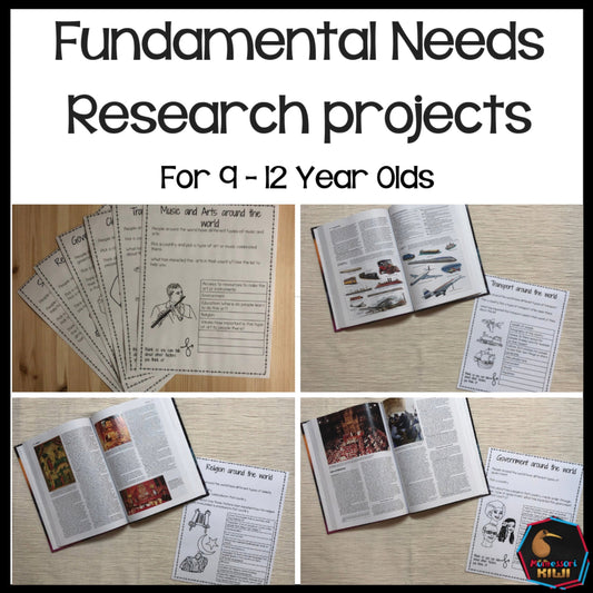 Fundamental Needs Research projects for 9-12 (cosmic) - subscription - montessorikiwi