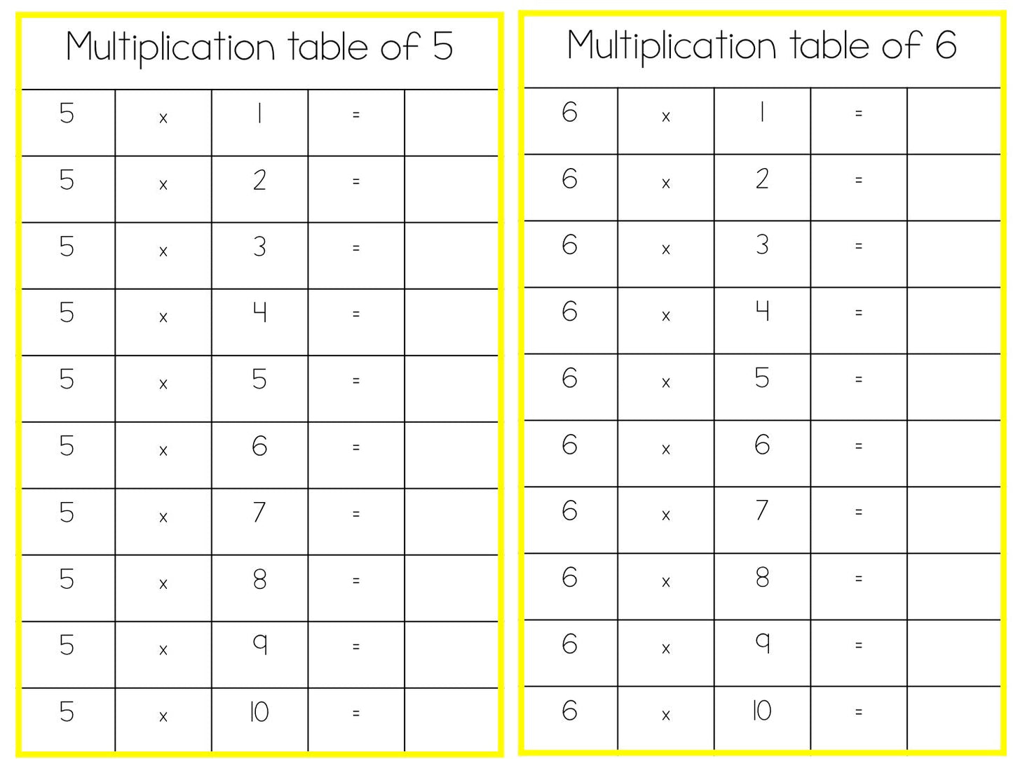 Multiplication Tables - subscription - montessorikiwi