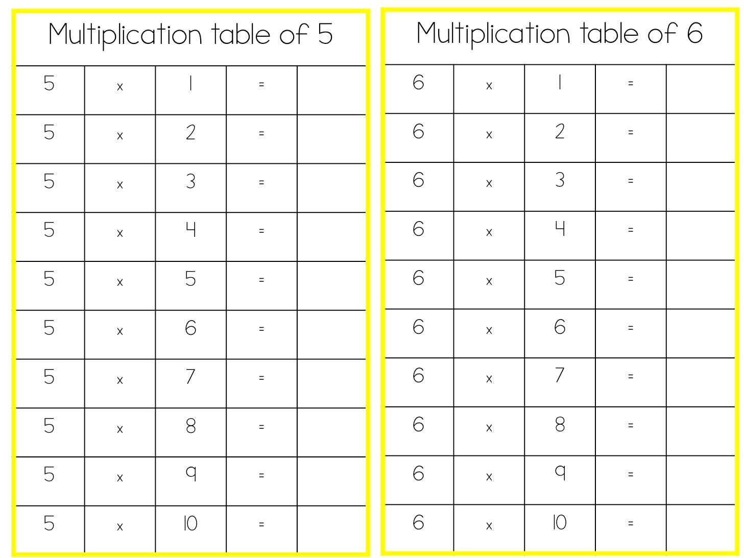 Multiplication Tables - subscription - montessorikiwi
