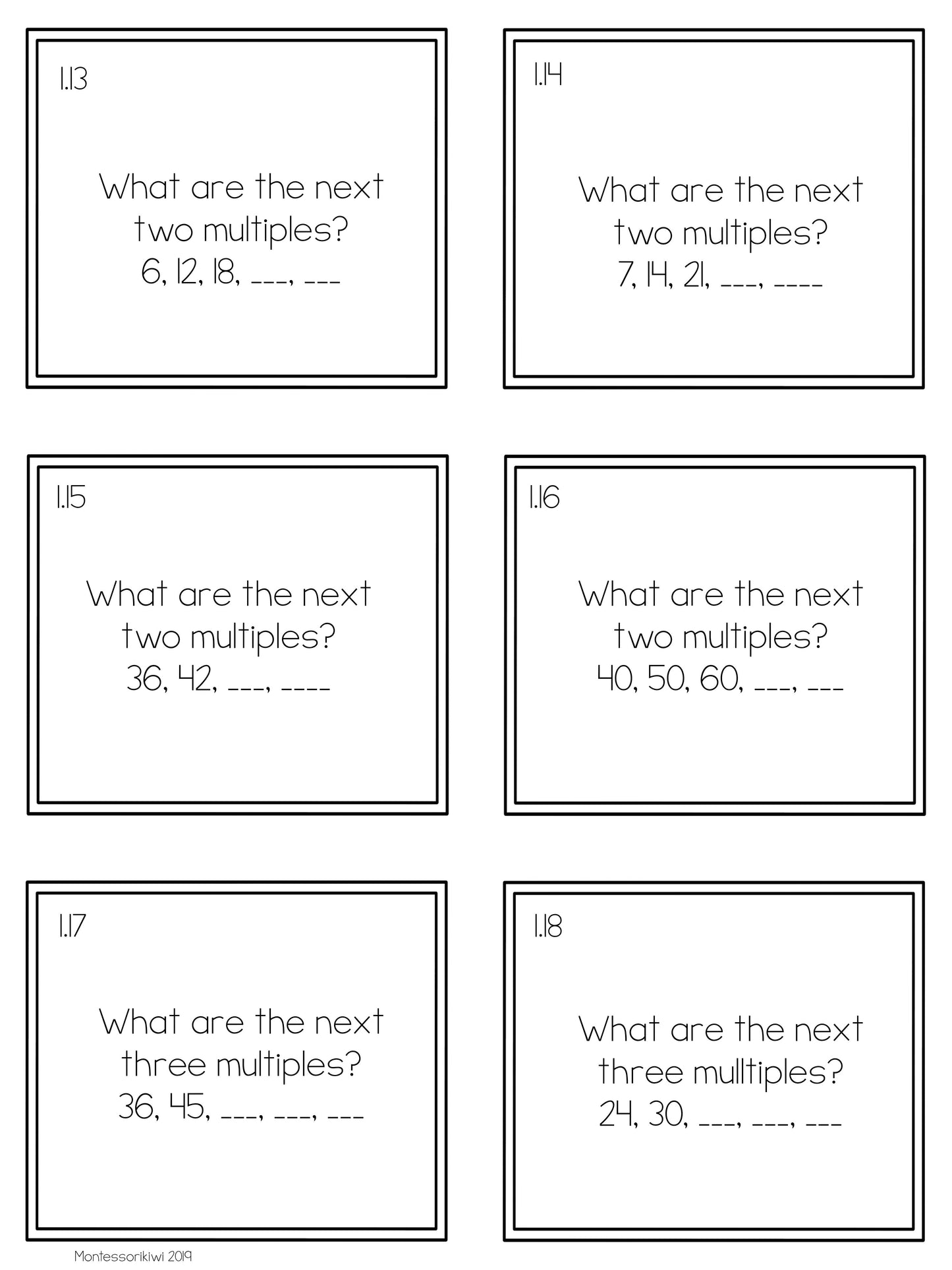 Montessori Multiples and Common Multiples - subscription - montessorikiwi