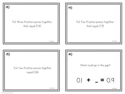 Converting Fractions to Decimals Task Cards - subscription - montessorikiwi