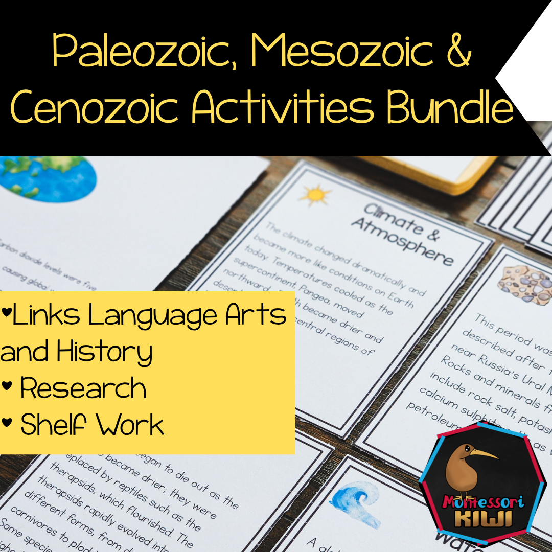 Paleozoic, Mesozoic & Cenozoic Activities Bundle | Montessori Timeline of Life
