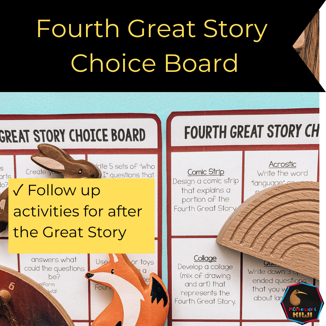 Fourth Great Story Choice Board Montessori | Cosmic Education Follow-Up Activities for Kids(cosmic) (cosmic)