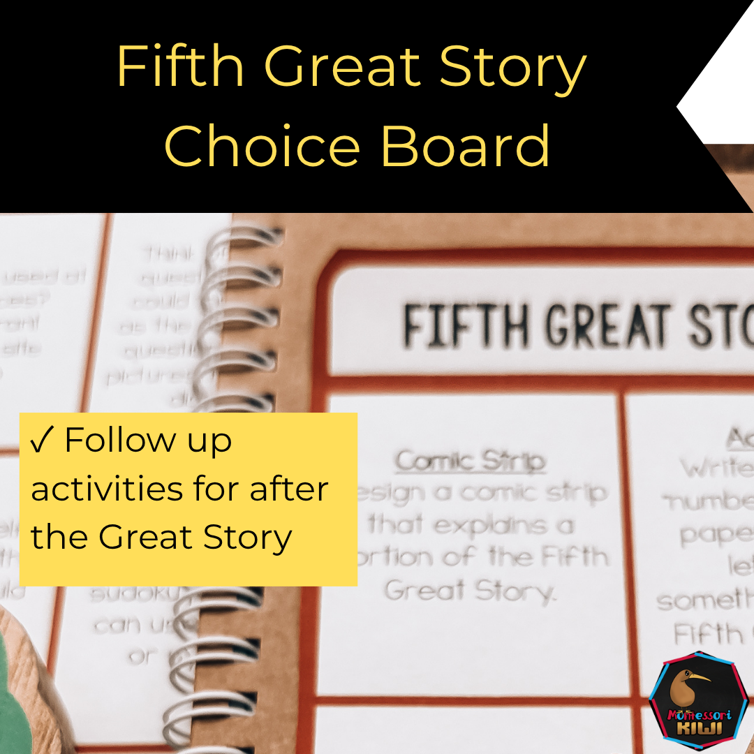 Fifth Great Story Choice Board Montessori Cosmic Education Follow-Up Activities for Kids(cosmic) (cosmic)