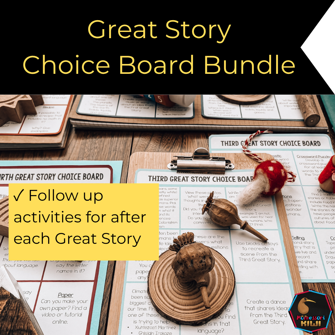 Montessori Great Story Choice Board Bundle | Inspire Independent Learning After the Great Lessons