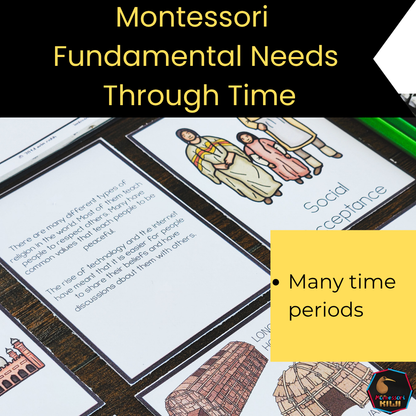 Montessori Fundamental Needs of Humans Through Time Bundle Third Great Story extension