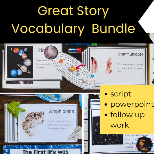 Montessori Great Stories Vocabulary Bundle | Complete Materials for All 5 Great Lessons