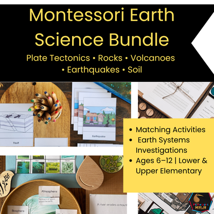 Montessori Earth Science Bundle | Plate Tectonics, Rocks, Volcanoes, Earthquakes & Soil