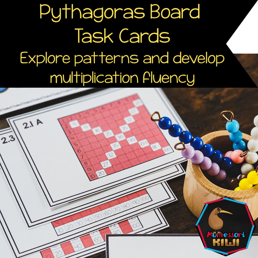 Montessori Pythagoras Board Task Cards | Multiplication Facts & Patterns
