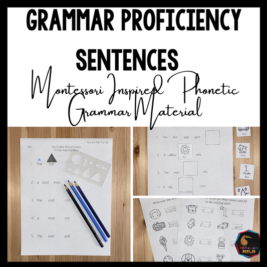 Montessori Phonetic Grammar - Proficiency Sentences Set 1  (literacy) subscription - montessorikiwi