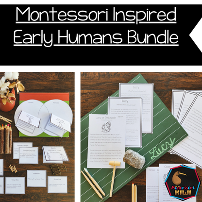 Montessori Early Humans Bundle for Cosmic Education & Timeline of Life Studies (Montessori Inspired)