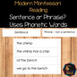 Phonetic Sentence Reading Shelf Work | Science of Reading Montessori Literacy