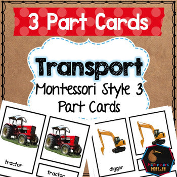 Transport 3 part cards (subscription) - montessorikiwi