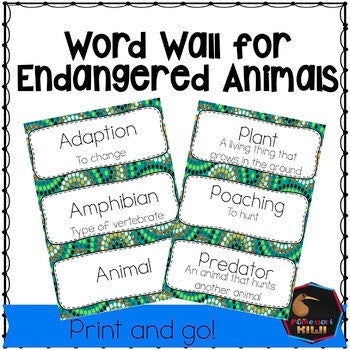 Endangered Animal Word Wall - subscription - montessorikiwi