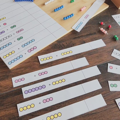 FREE Montessori Colored Bead Addition to 10 | Printable Math Activity for Early Learners