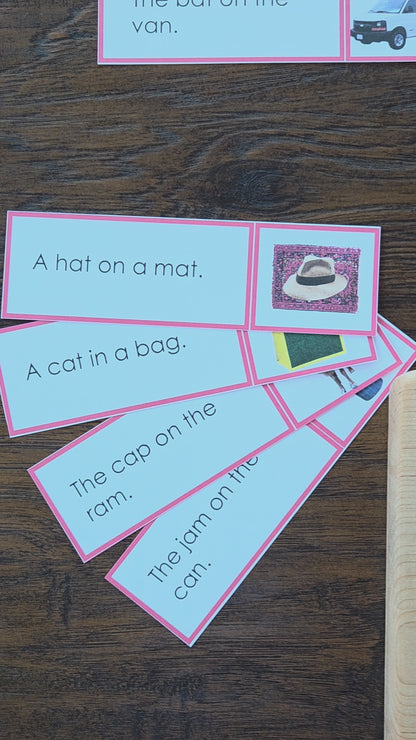 Modern Montessori Reading SOR CVC picture to sentence match (literacy)