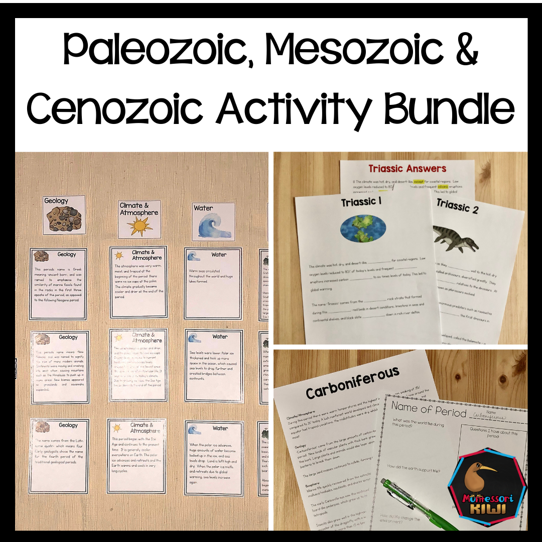 Paleozoic, Mesozoic, & Cenozoic Activities Bundle - montessorikiwi