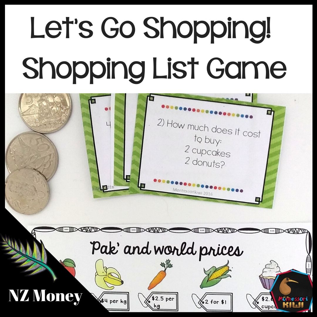 New Zealand Money Level 3:  Shopping List - montessorikiwi